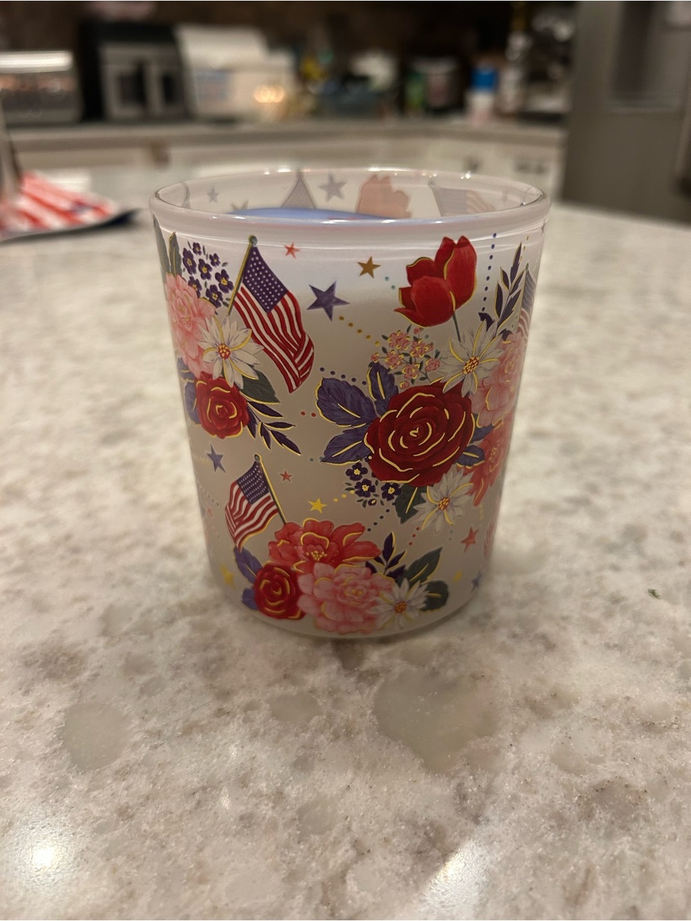 “New” Clementine Floral American Flag Decorative 10oz Candle-Stars in Bloom